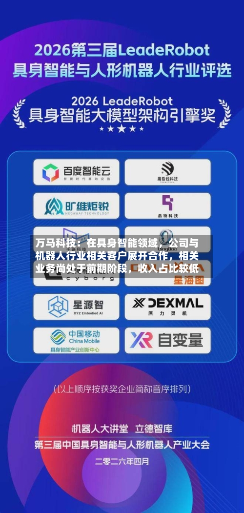 万马科技：在具身智能领域，公司与机器人行业相关客户展开合作，相关业务尚处于前期阶段	，收入占比较低-第3张图片