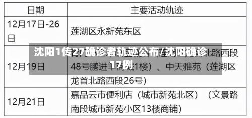 沈阳1传27确诊者轨迹公布/沈阳确诊17例-第2张图片