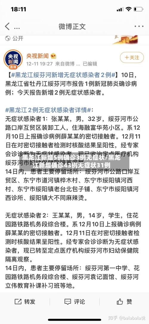 黑龙江新增5例确诊3例无症状/黑龙江新增确诊43例无症状31例-第2张图片