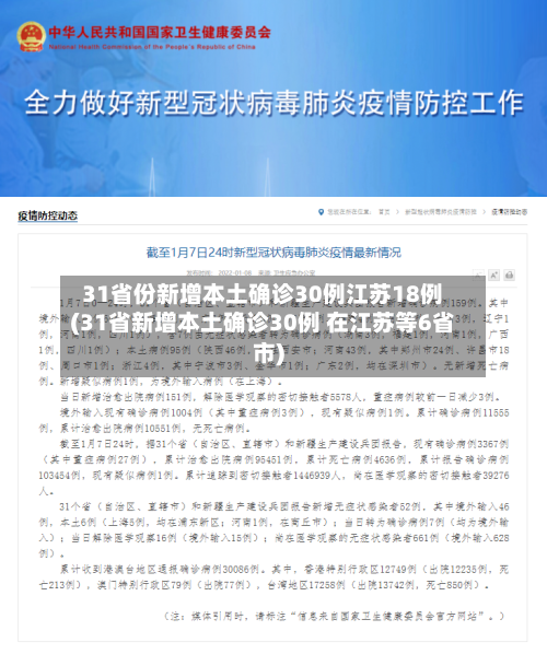 31省份新增本土确诊30例江苏18例(31省新增本土确诊30例 在江苏等6省市)-第2张图片