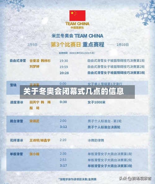 关于冬奥会闭幕式几点的信息-第3张图片