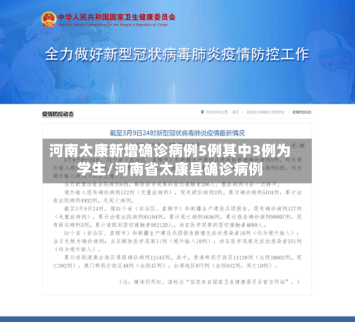 河南太康新增确诊病例5例其中3例为学生/河南省太康县确诊病例